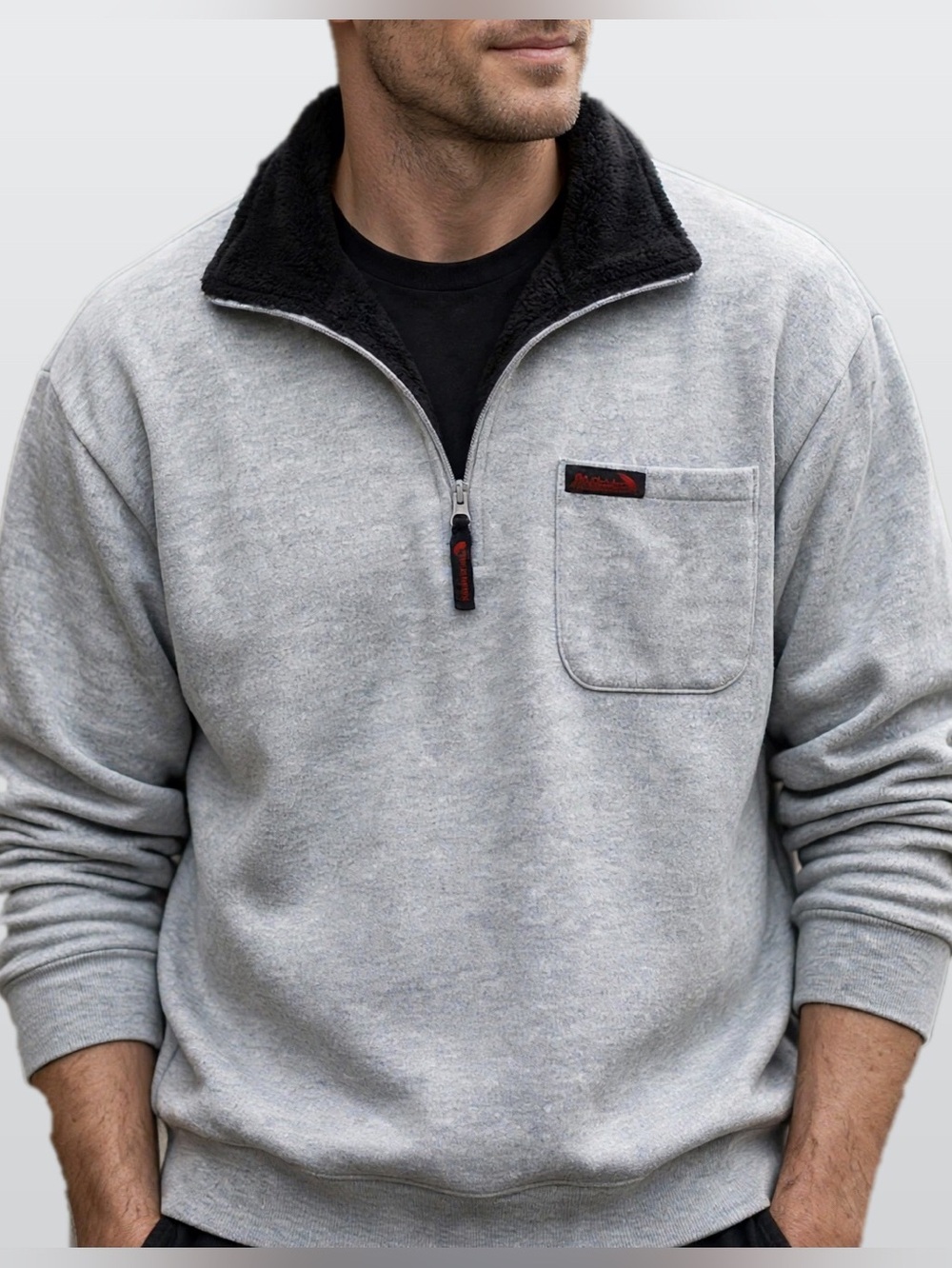 Vtg Windbreaker Mens XL Quarter Zip Fleece Sweatshirt Gray Gorpcore Streetwear